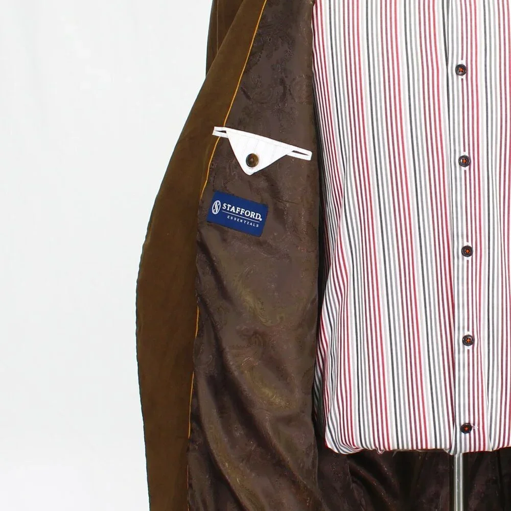 Stafford 50R Brown Solid 2-Button Sport Coat Blazer Jacket P340